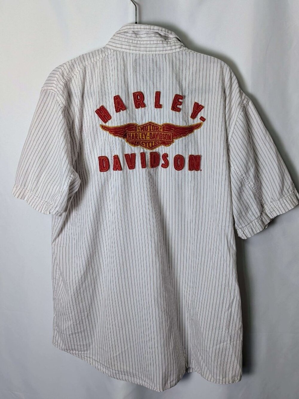 Harley-Davidson 2XL Striped Short Sleeve Snap Button Down Garage Shirt
